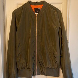 Large Green Nylon Bomber Jacket